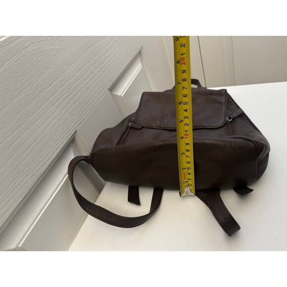 Apostrophe Brown Leather Backpack Purse Soft Pebbled Leather Flap Front Bag main image 7